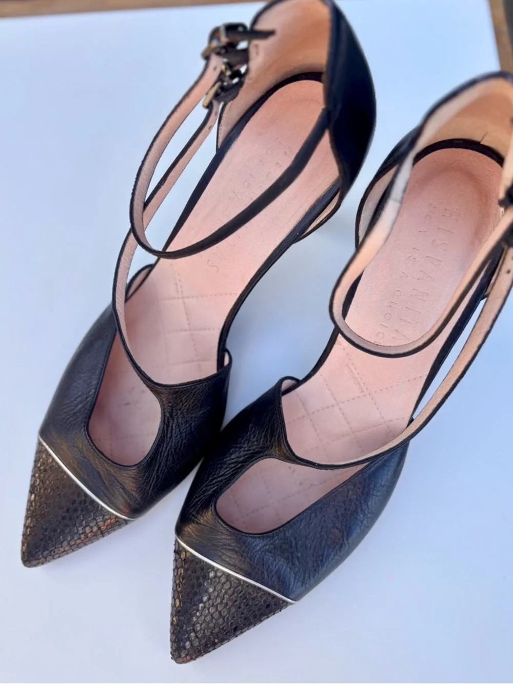 HISPANITAS| black leather two strap heels | size 42 - Picture 3 of 9